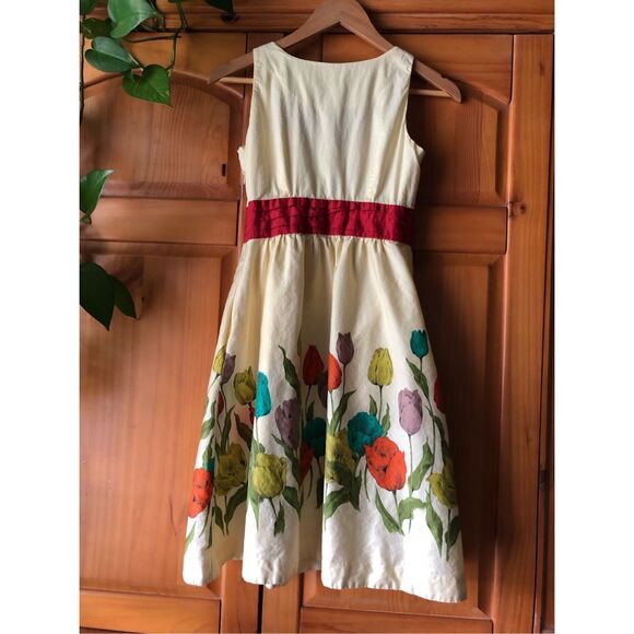 Antropologie Maeve Empire Waist Pleated Tulip Spring Dress SZ 0 - Picture 8 of 15
